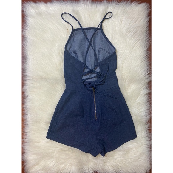 REVOLVE by the way denim cross back strappy romper Playsuit - Picture 5 of 6